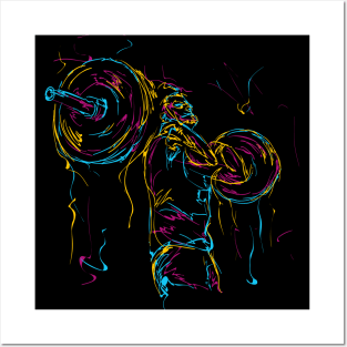 Strong Man Powerlifting Abstract Posters and Art